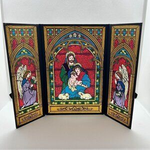 Vintage Seriglass by Yorkraft 4 x 9 double St Francis with animals stained glass